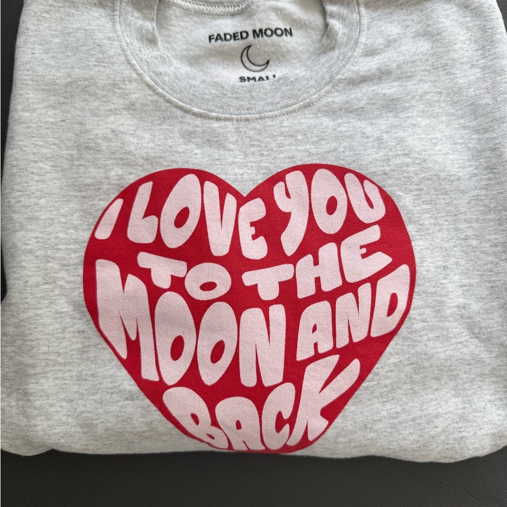 Gray Crewneck with Red Heart Design
